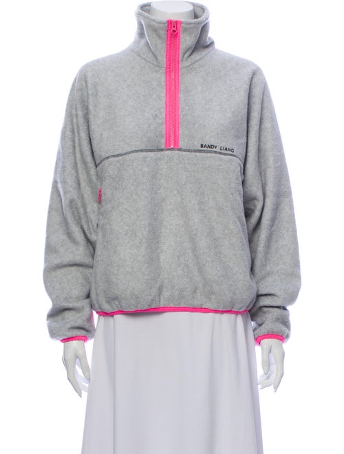 Sandy Liang Turtleneck Long Sleeve Sweatshirt Grey