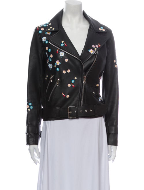 Sandy Liang Lamb Leather Biker Jacket Black