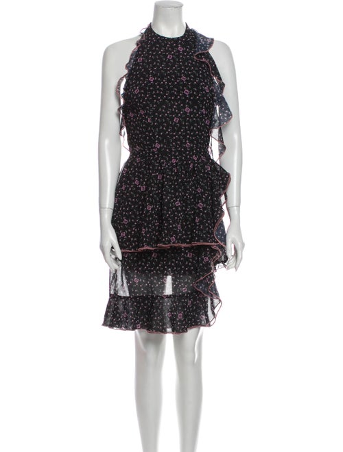 Sandy Liang Floral Print Mini Dress Black