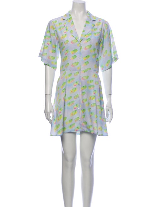 Sandy Liang Printed Mini Dress Green