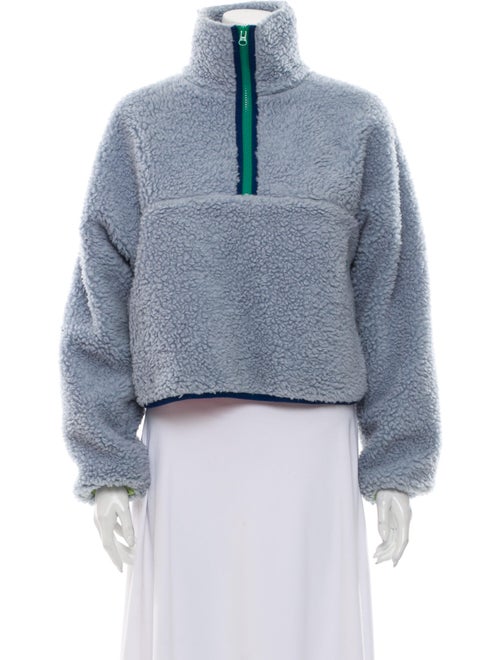 Sandy Liang Mock Neck Long Sleeve Sweatshirt Blue