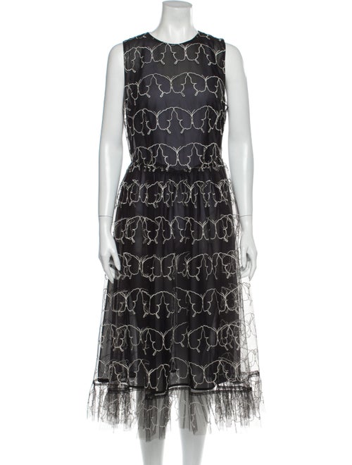 Sandy Liang Printed Long Dress Black