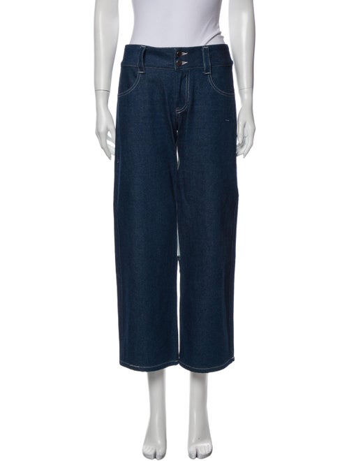 Sandy Liang Mid-Rise Wide Leg Jeans Blue