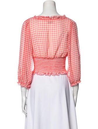 Sandy Liang Plaid Print Square Neckline Crop Top