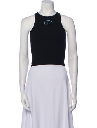 Sandy Liang Crew Neck Sleeveless Crop Top