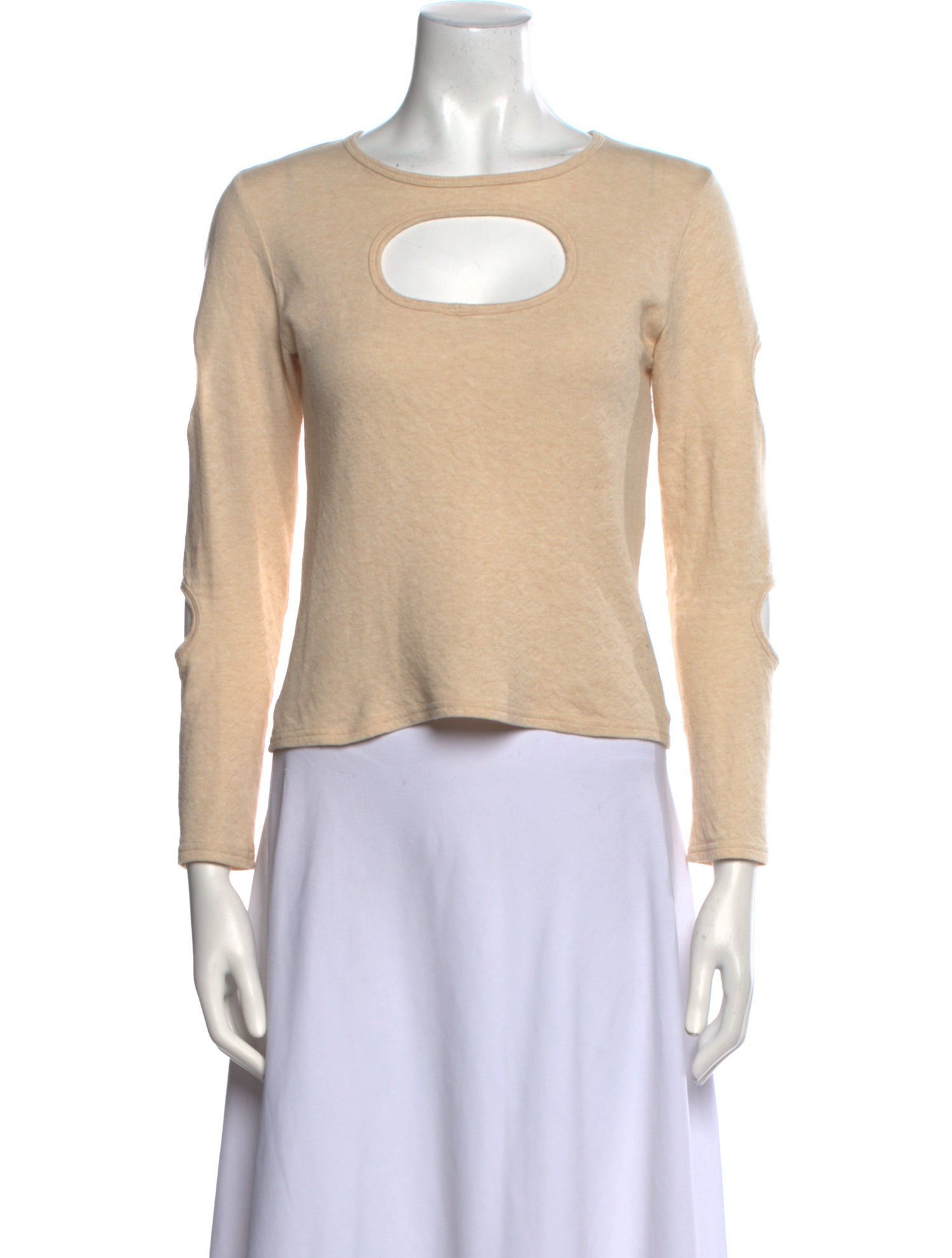 Sandy Liang Bateau Neckline Long Sleeve Crop Top