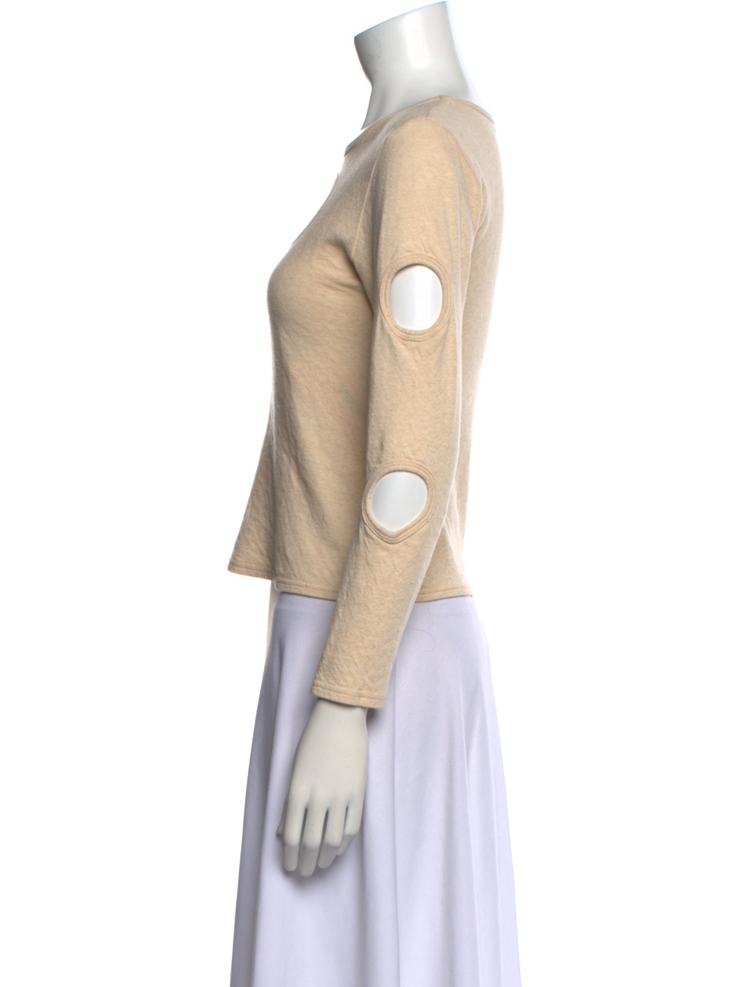 Sandy Liang Bateau Neckline Long Sleeve Crop Top