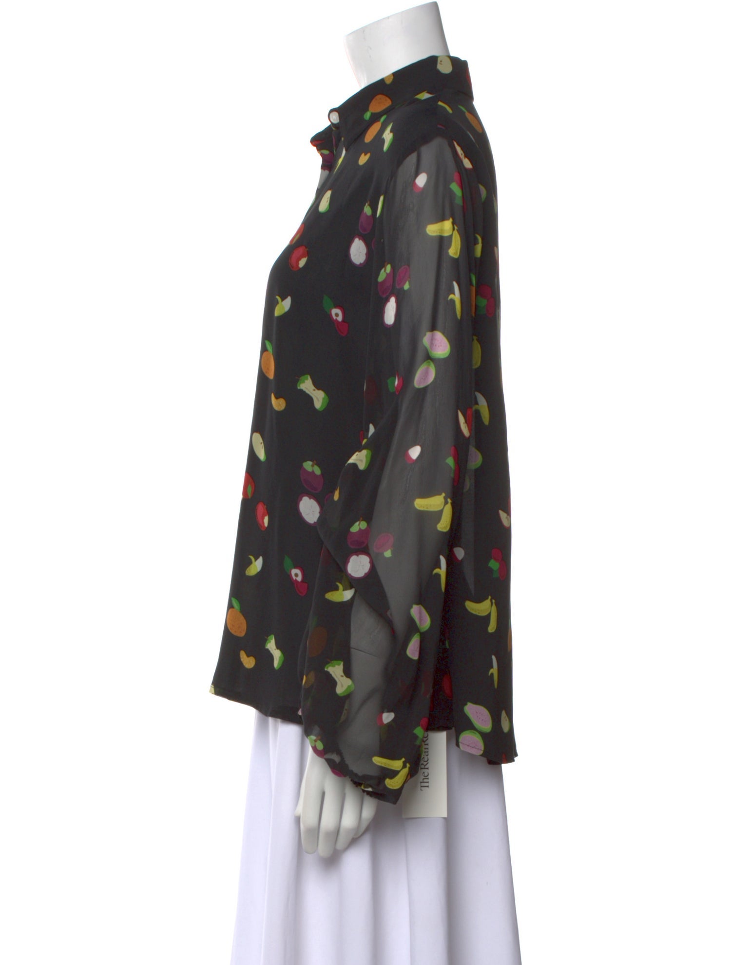 Sandy Liang Silk Printed Button-Up Top