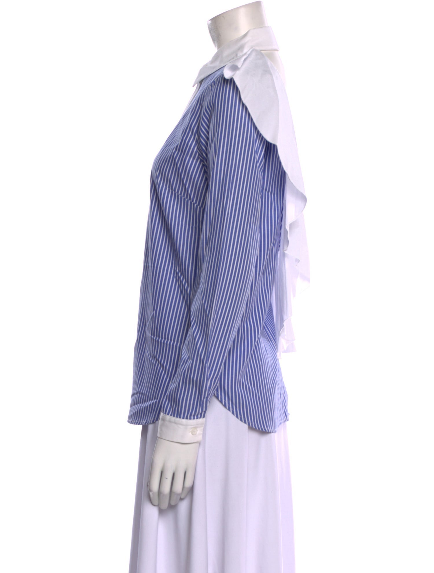 Sandy Liang Striped Long Sleeve Button-Up Top
