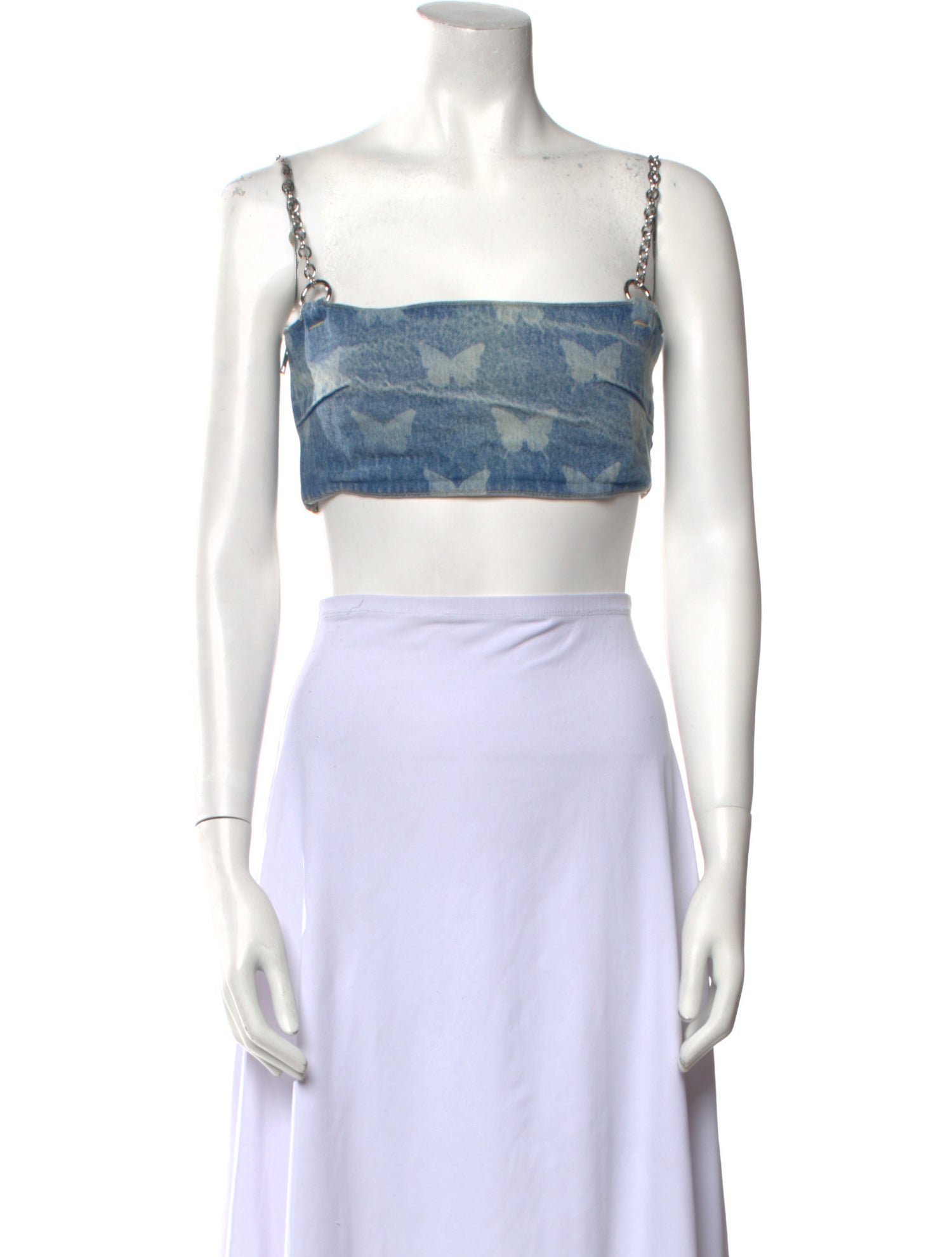 Sandy Liang Printed Square Neckline Crop Top