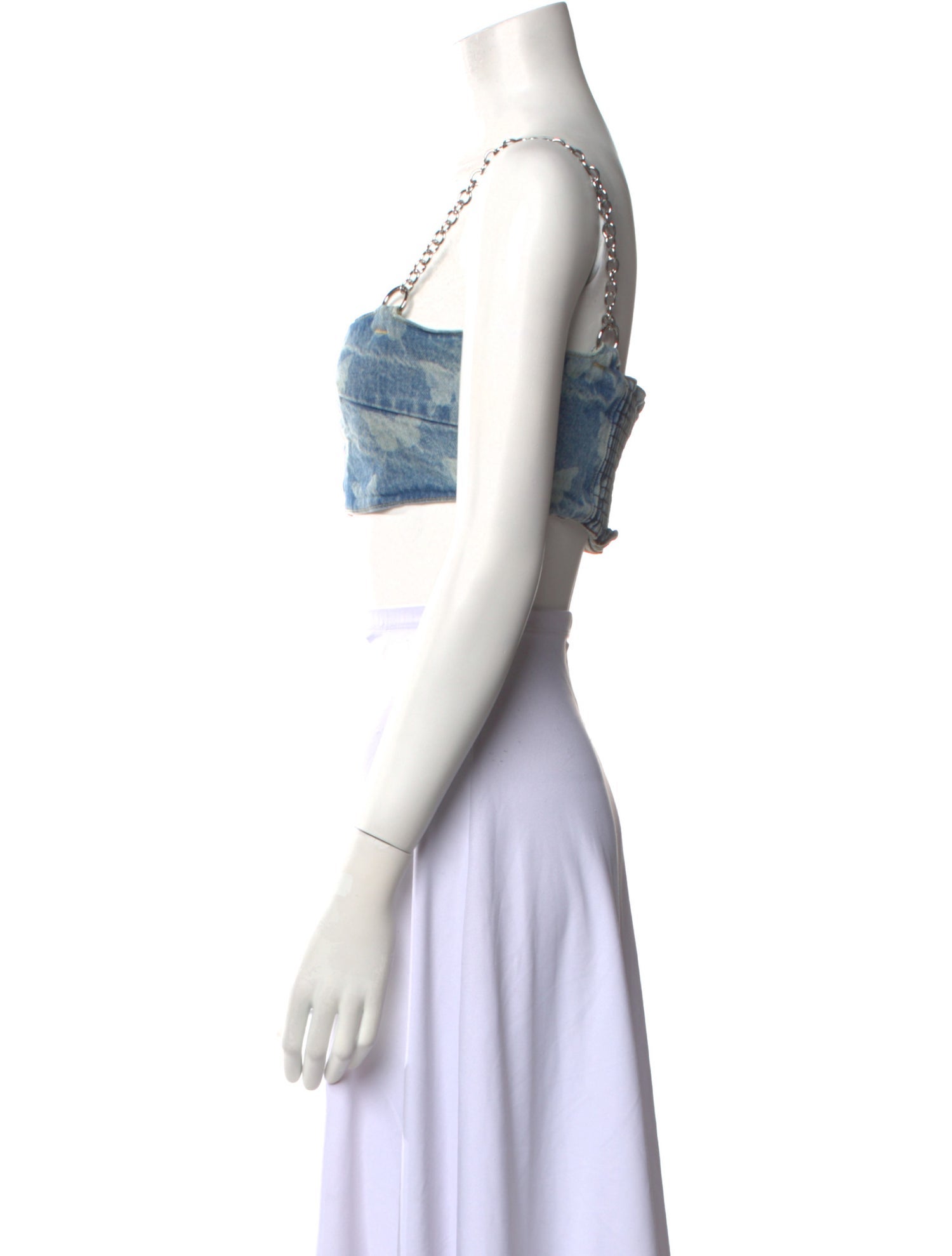 Sandy Liang Printed Square Neckline Crop Top