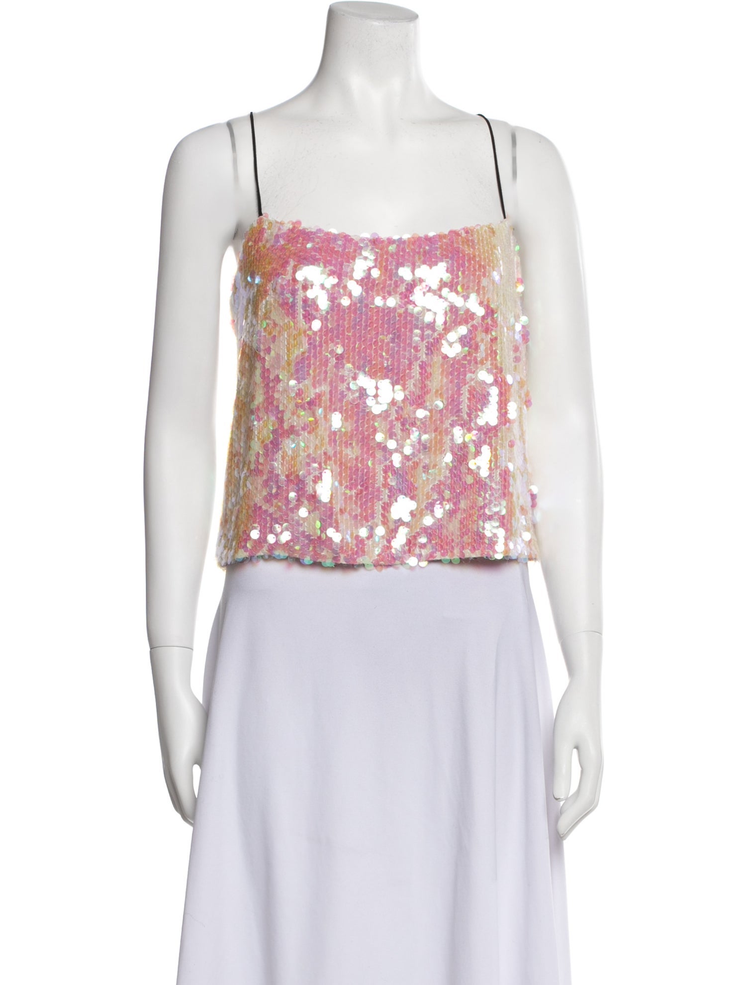 Sandy Liang Floral Print Square Neckline Crop Top