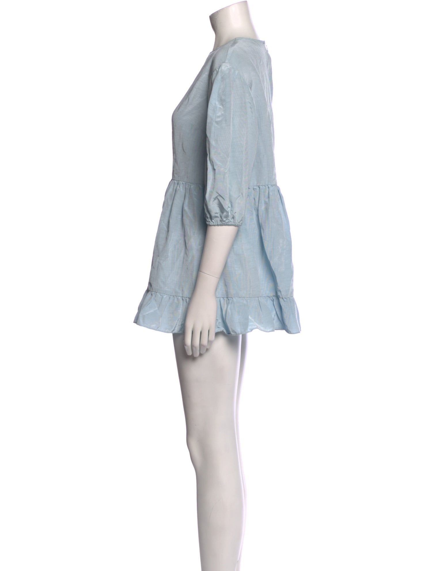 Sandy Liang Bateau Neckline Mini Dress