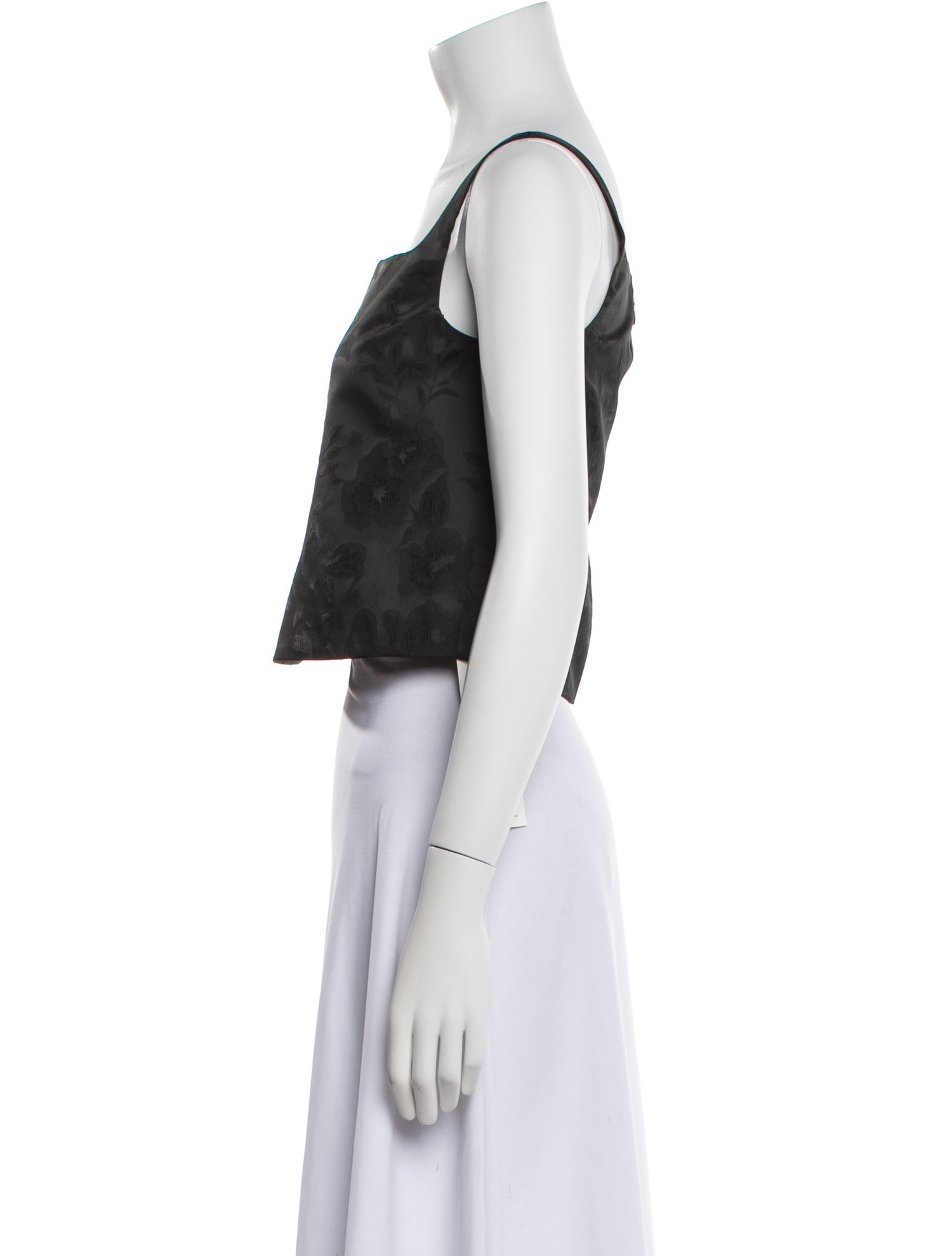 Sandy Liang Lace Pattern Square Neckline Crop Top