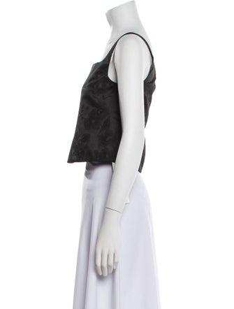 Sandy Liang Lace Pattern Square Neckline Crop Top