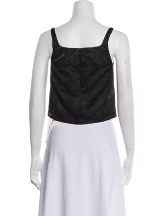 Sandy Liang Lace Pattern Square Neckline Crop Top