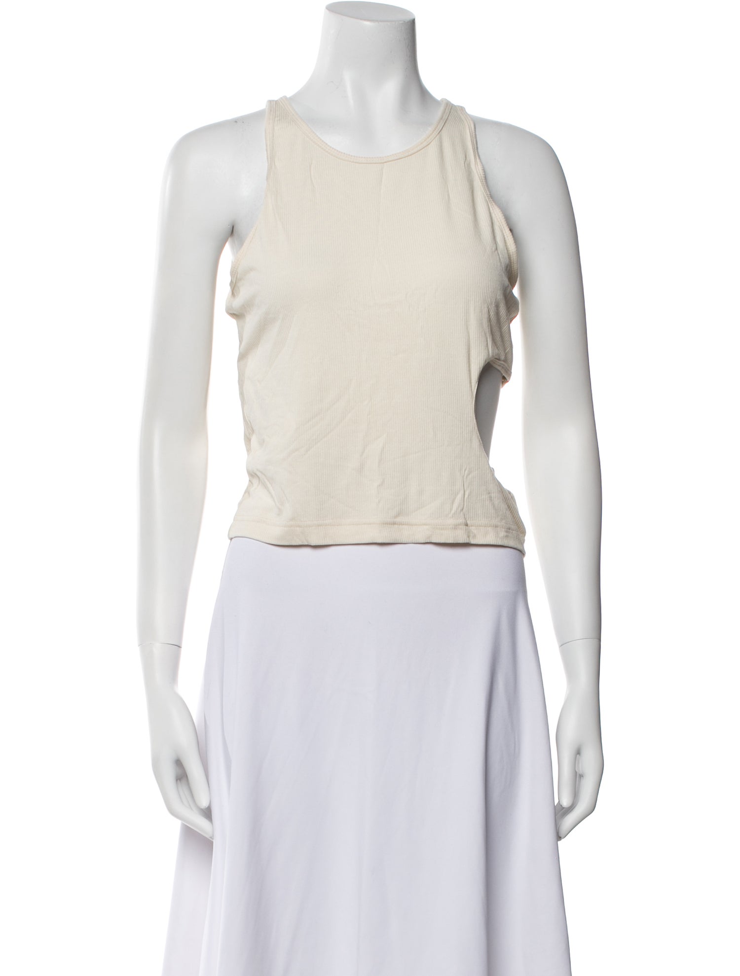 Sandy Liang Crew Neck Sleeveless Crop Top