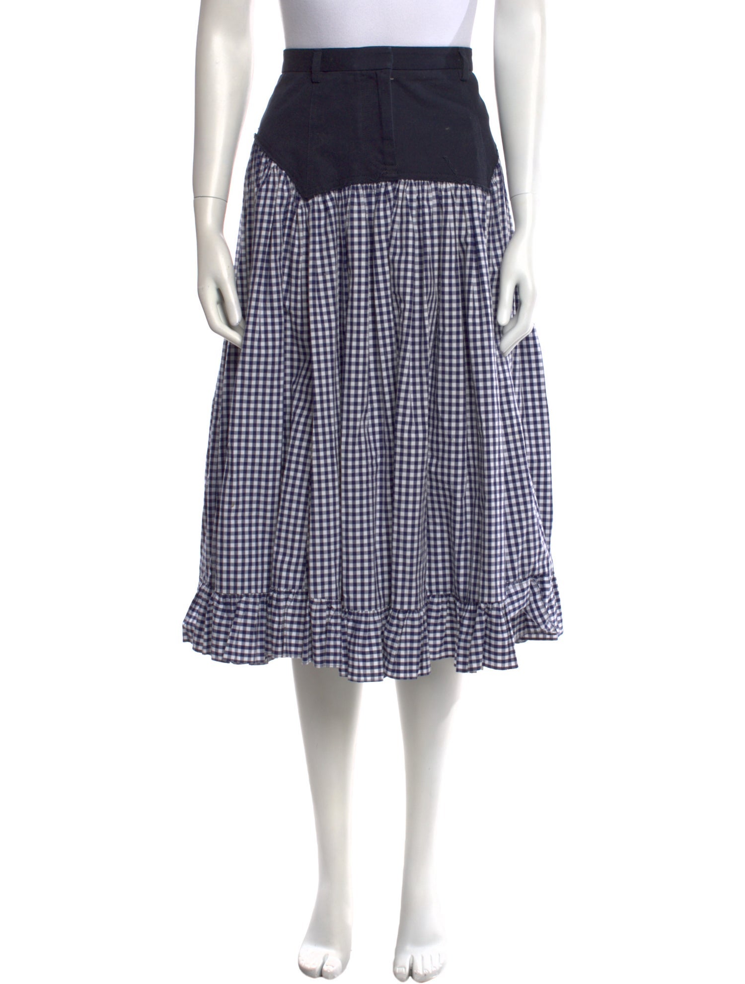 Sandy Liang Plaid Print Midi Length Skirt