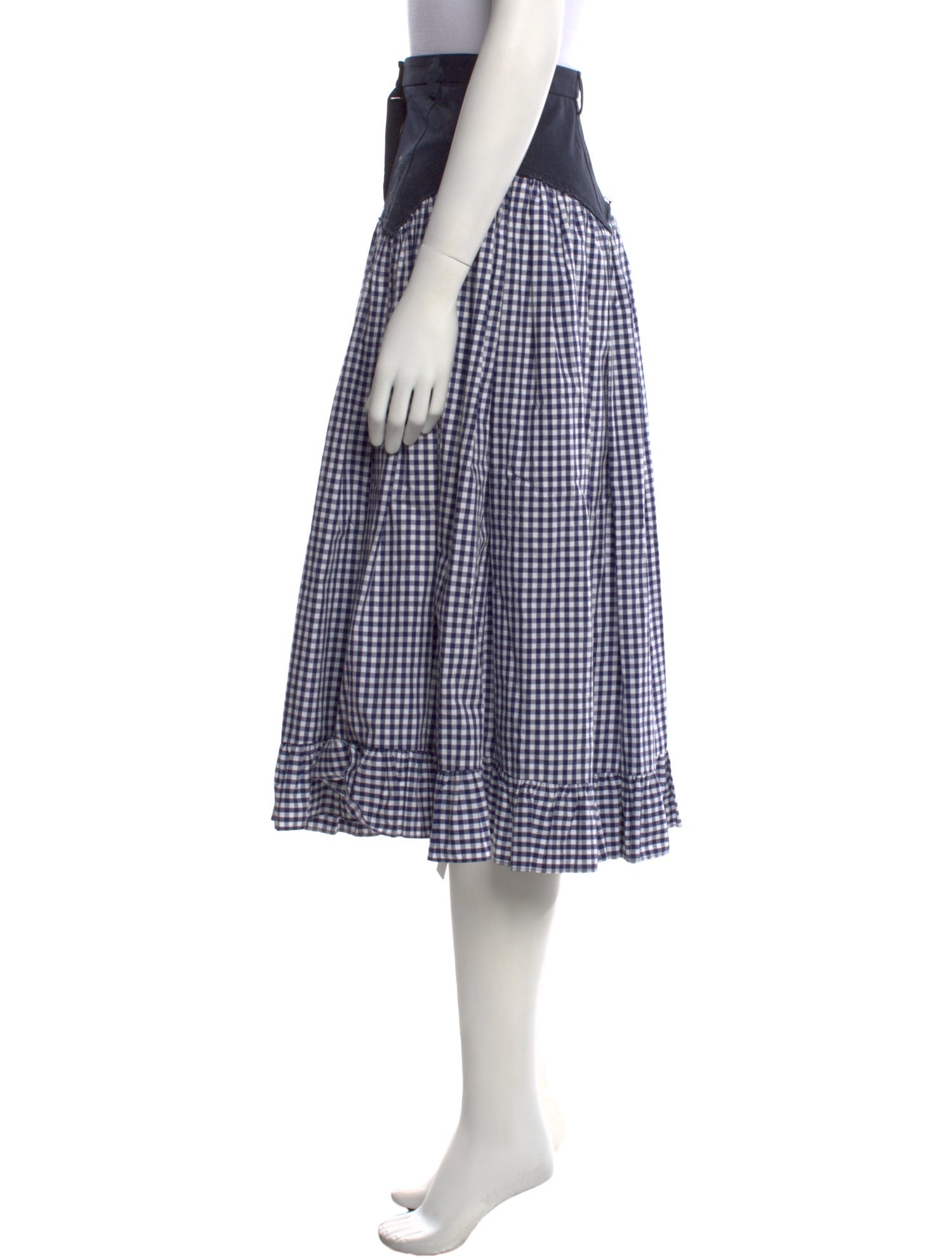 Sandy Liang Plaid Print Midi Length Skirt