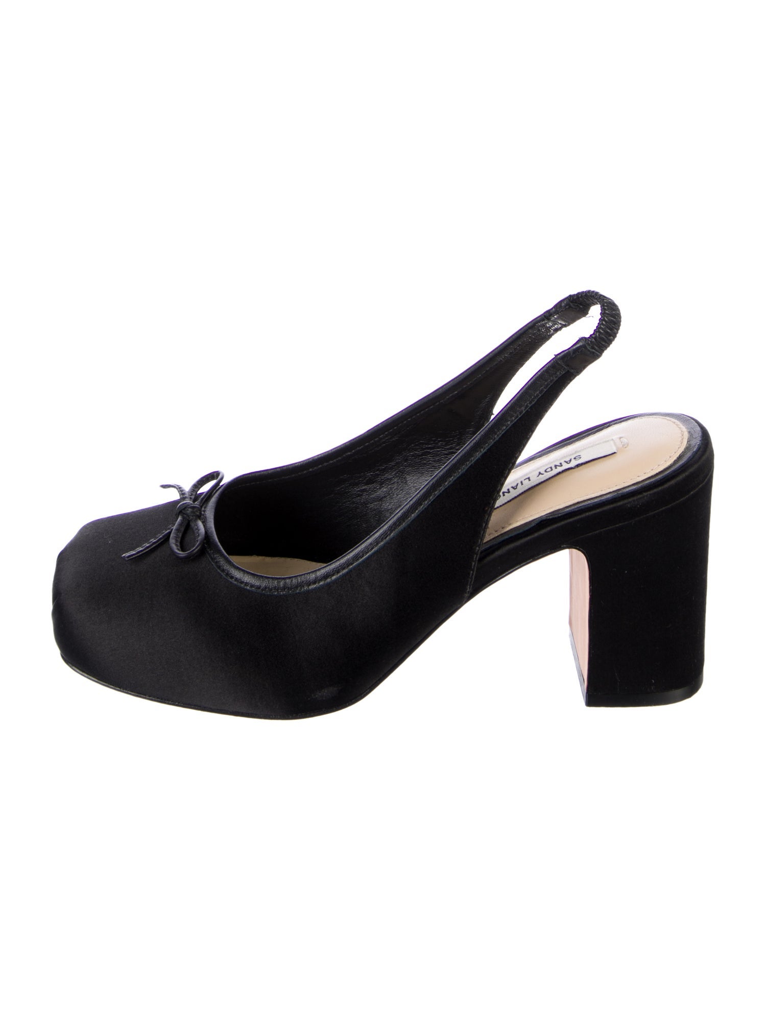 Sandy Liang Satin Bow Accents Slingback Pumps