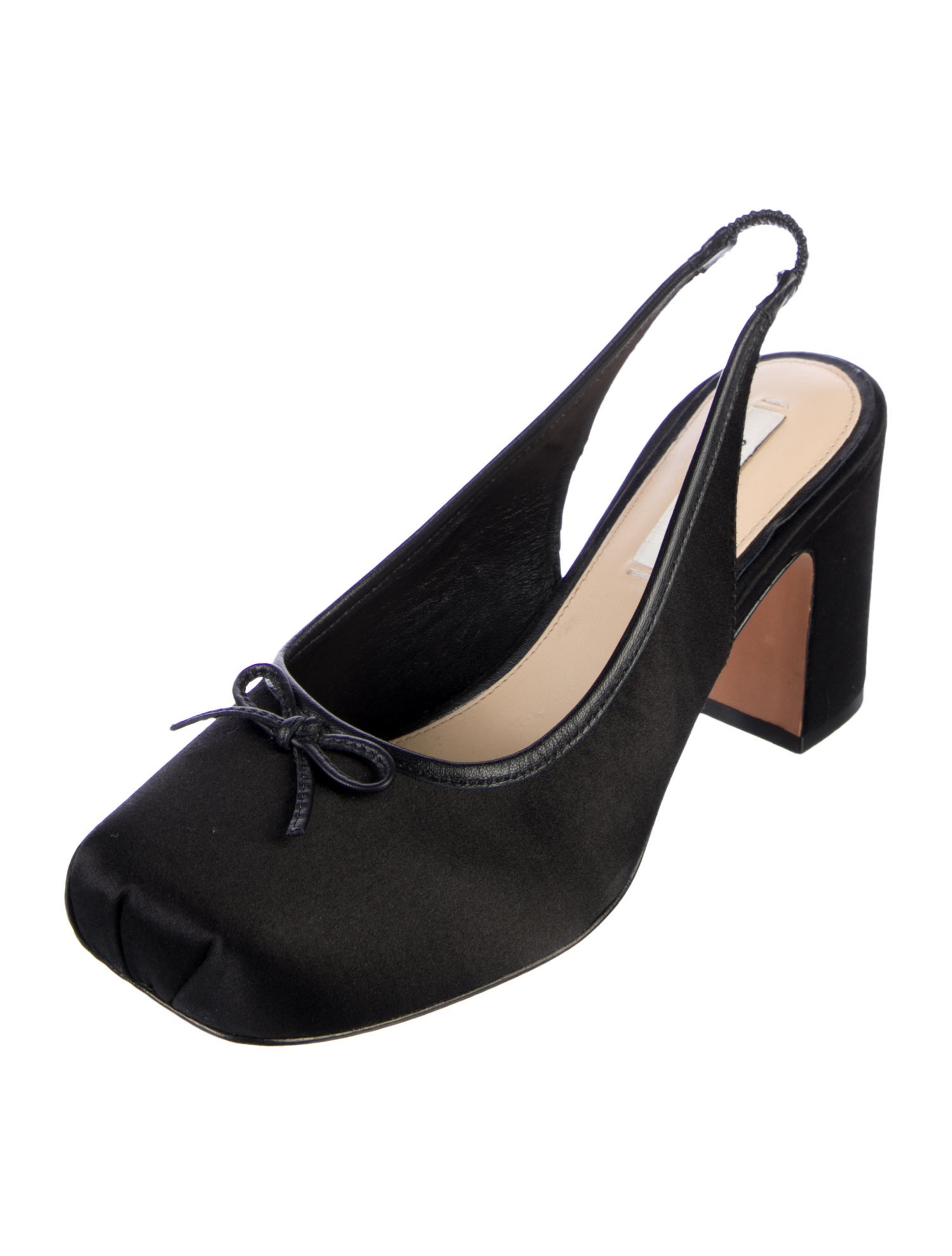 Sandy Liang Satin Bow Accents Slingback Pumps