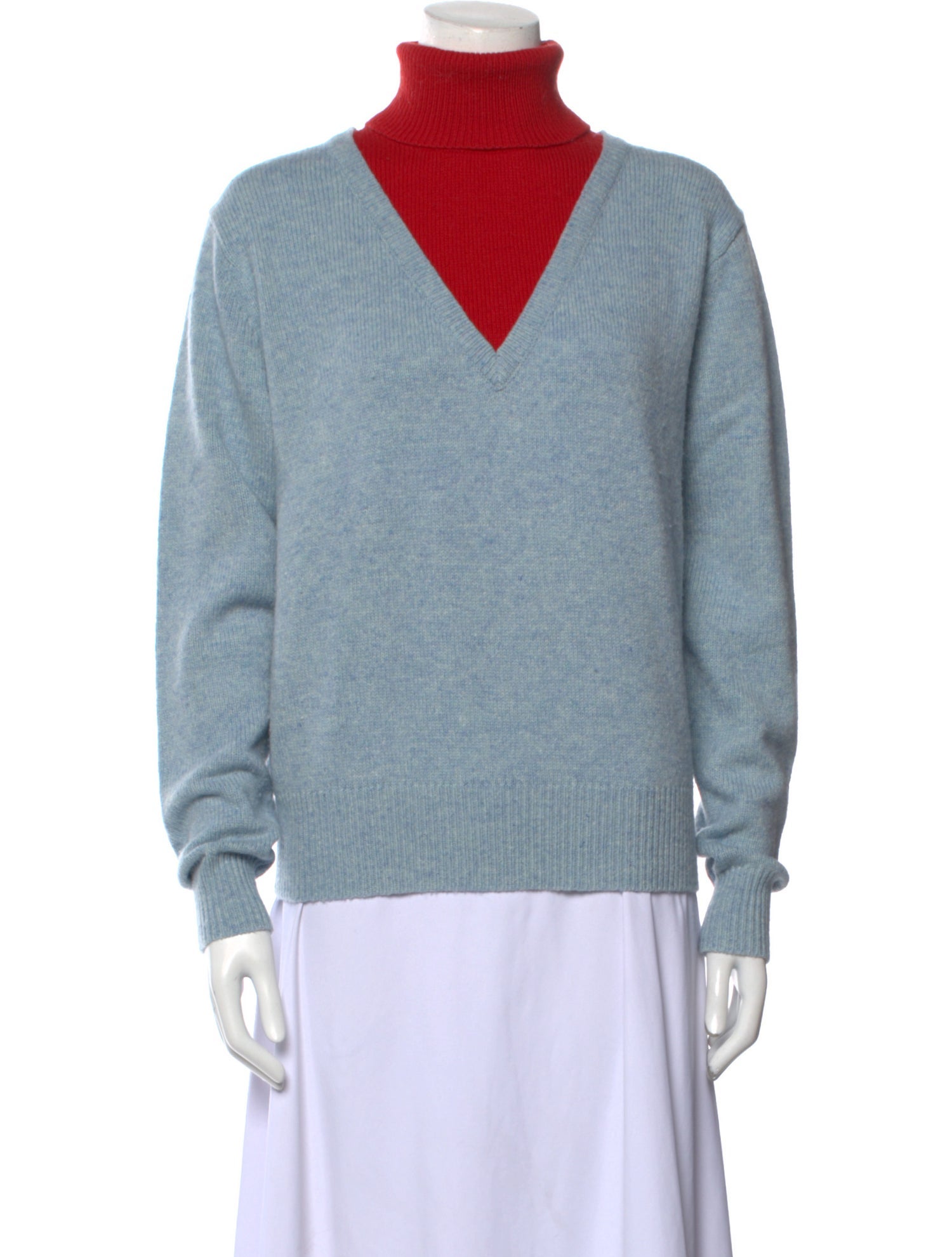 Sandy Liang Lambswool Colorblock Pattern Sweater