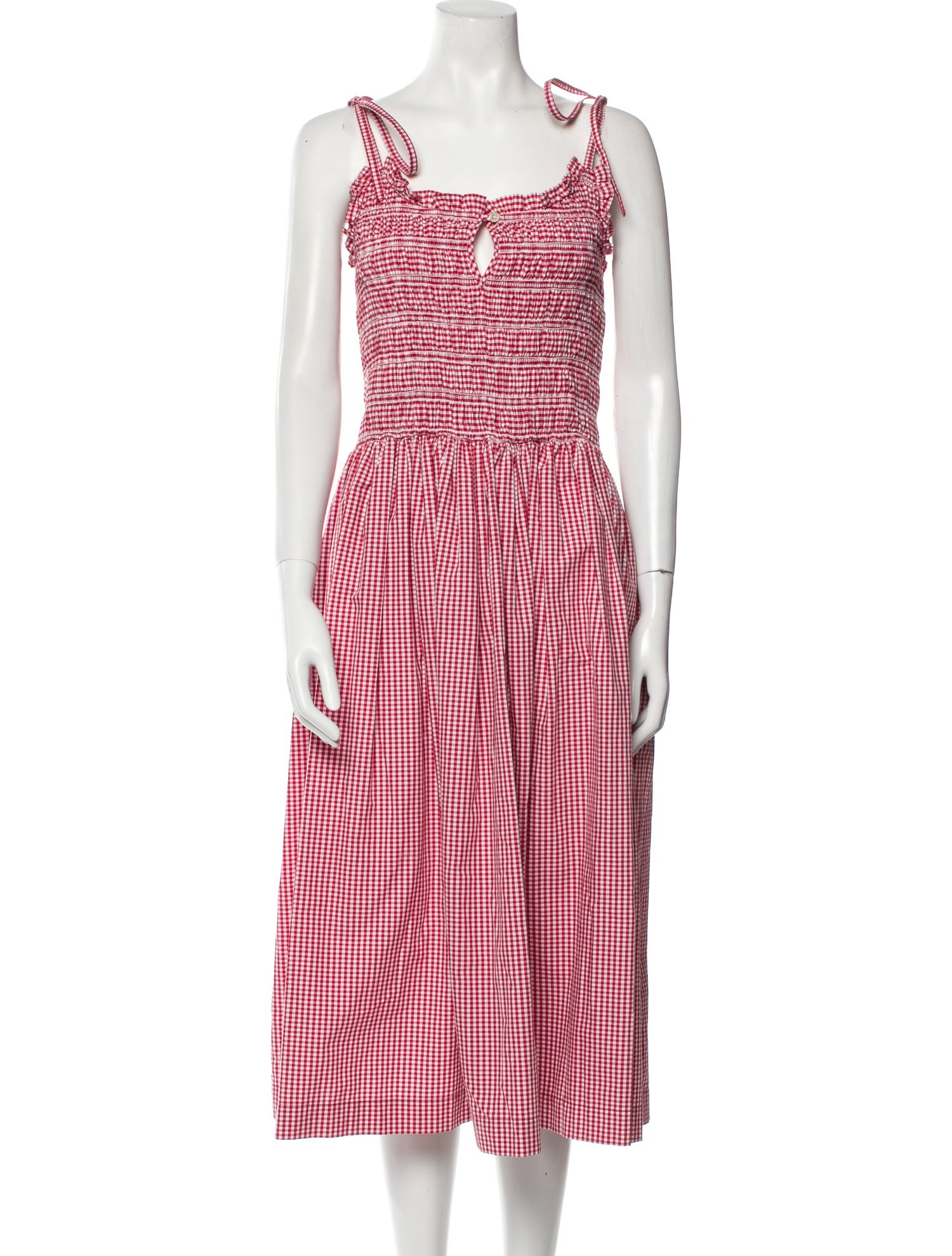 Sandy Liang Plaid Print Midi Length Dress