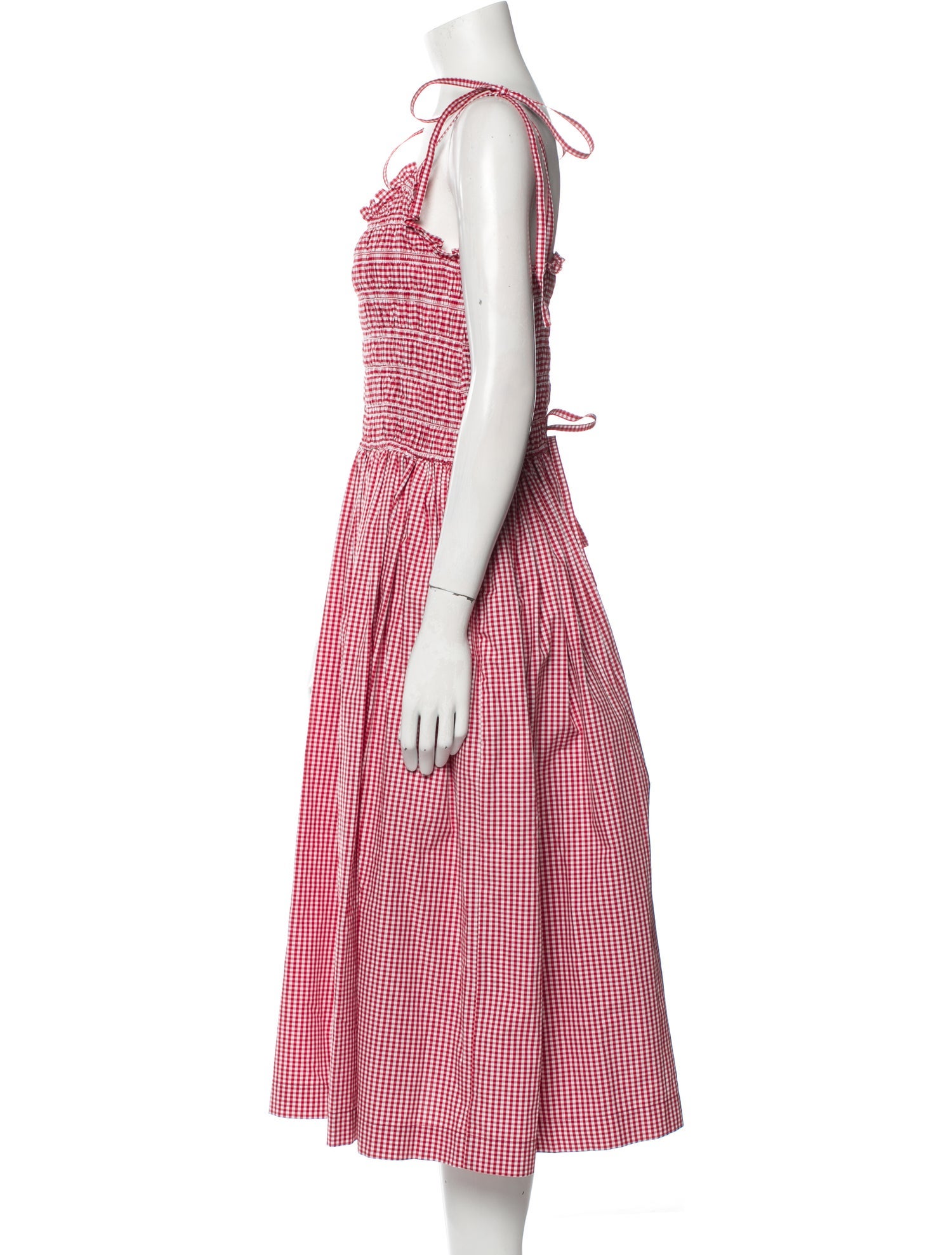 Sandy Liang Plaid Print Midi Length Dress