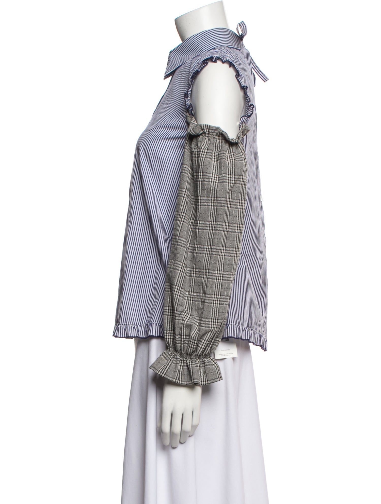 Sandy Liang Striped Long Sleeve Button-Up Top