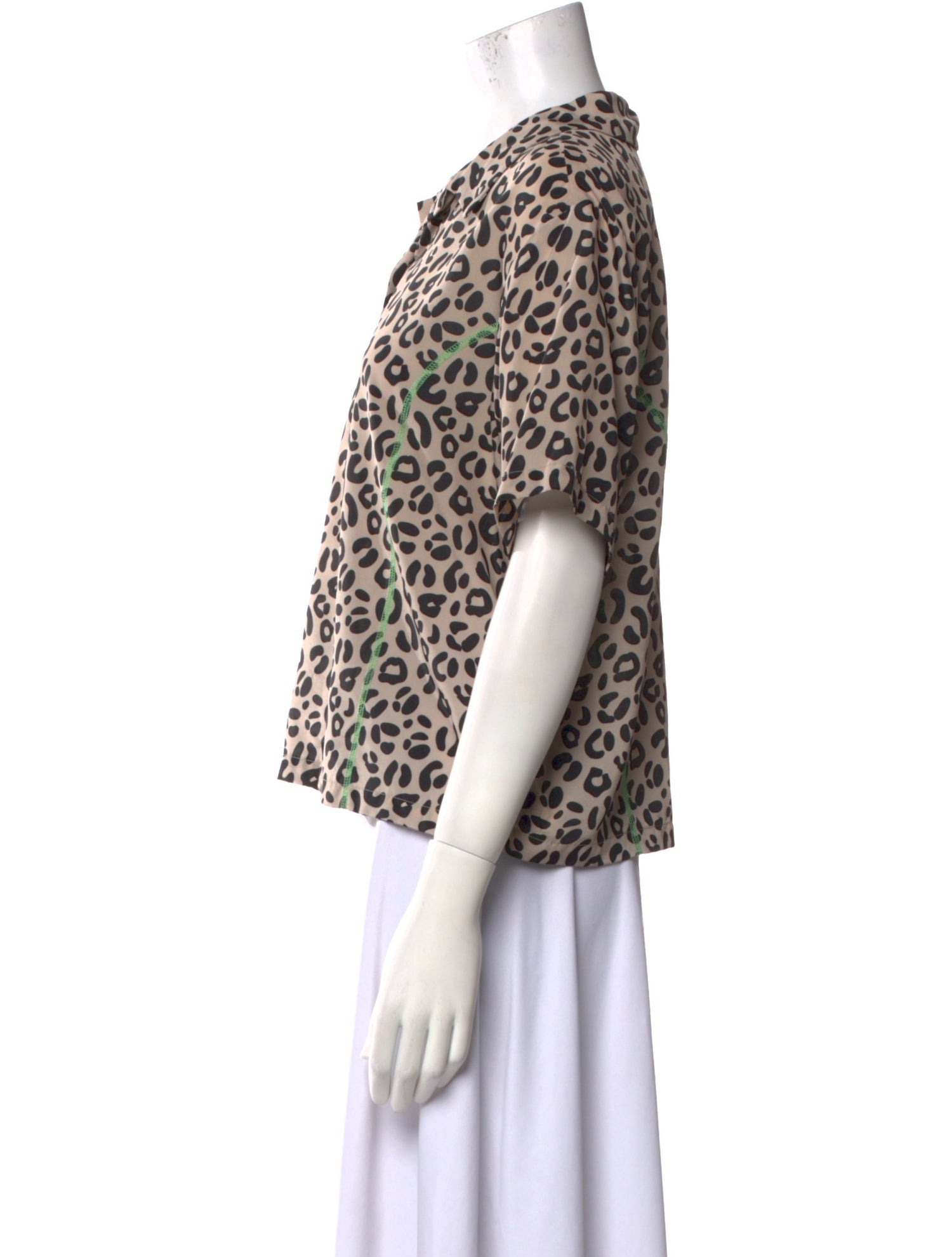 Sandy Liang Animal Print V-Neck Top