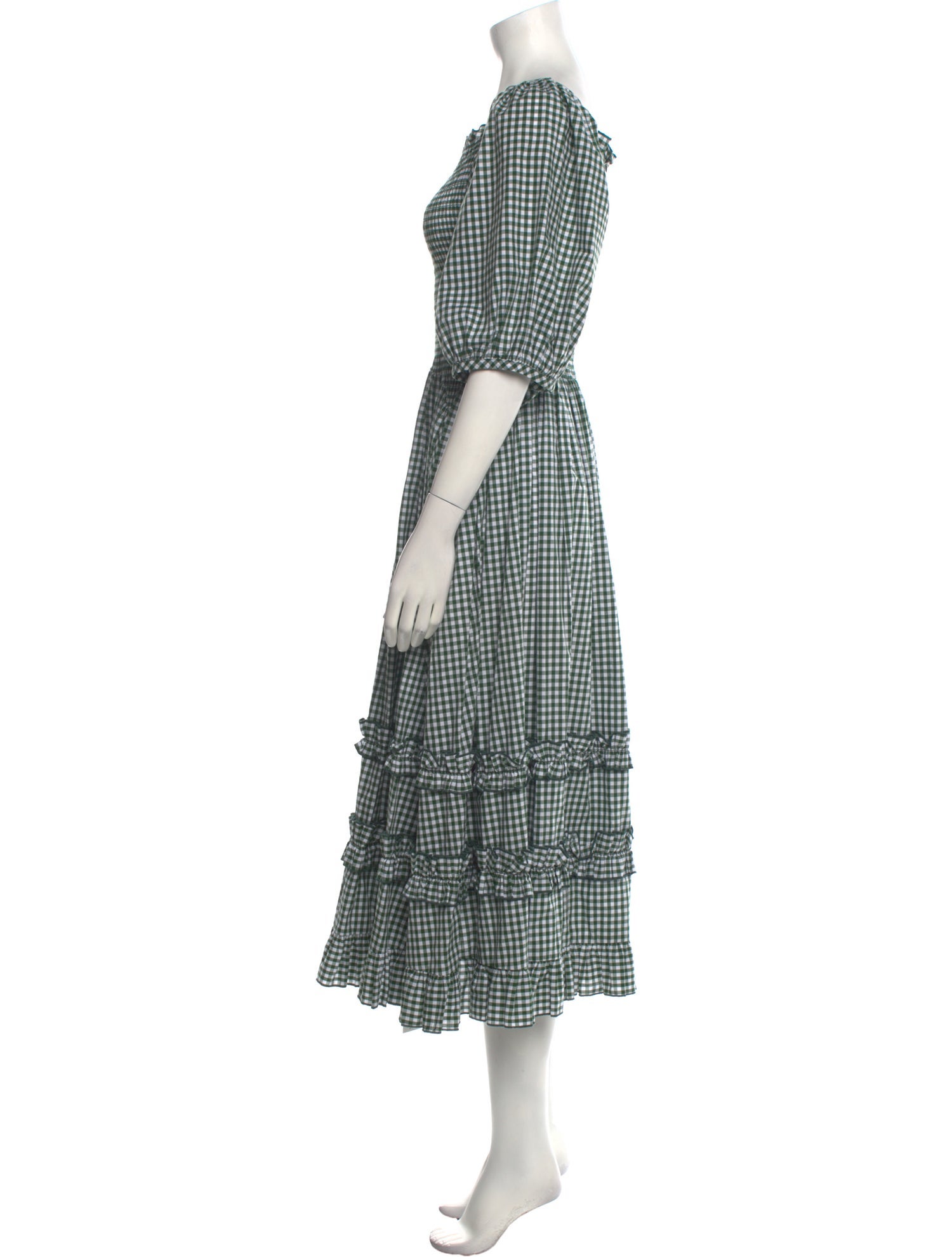 Sandy Liang Plaid Print Long Dress