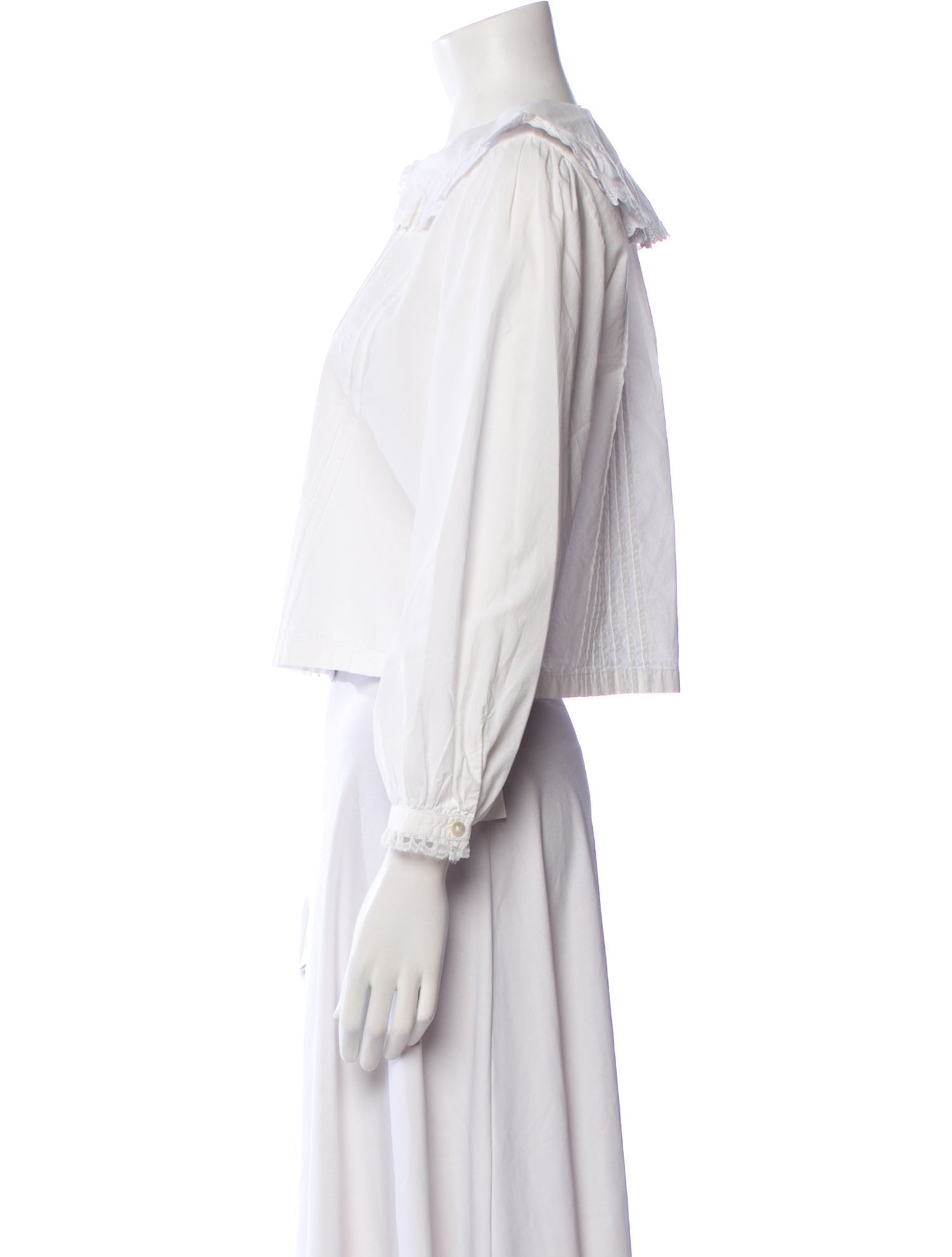 Sandy Liang Three-Quarter Sleeve Crop Top