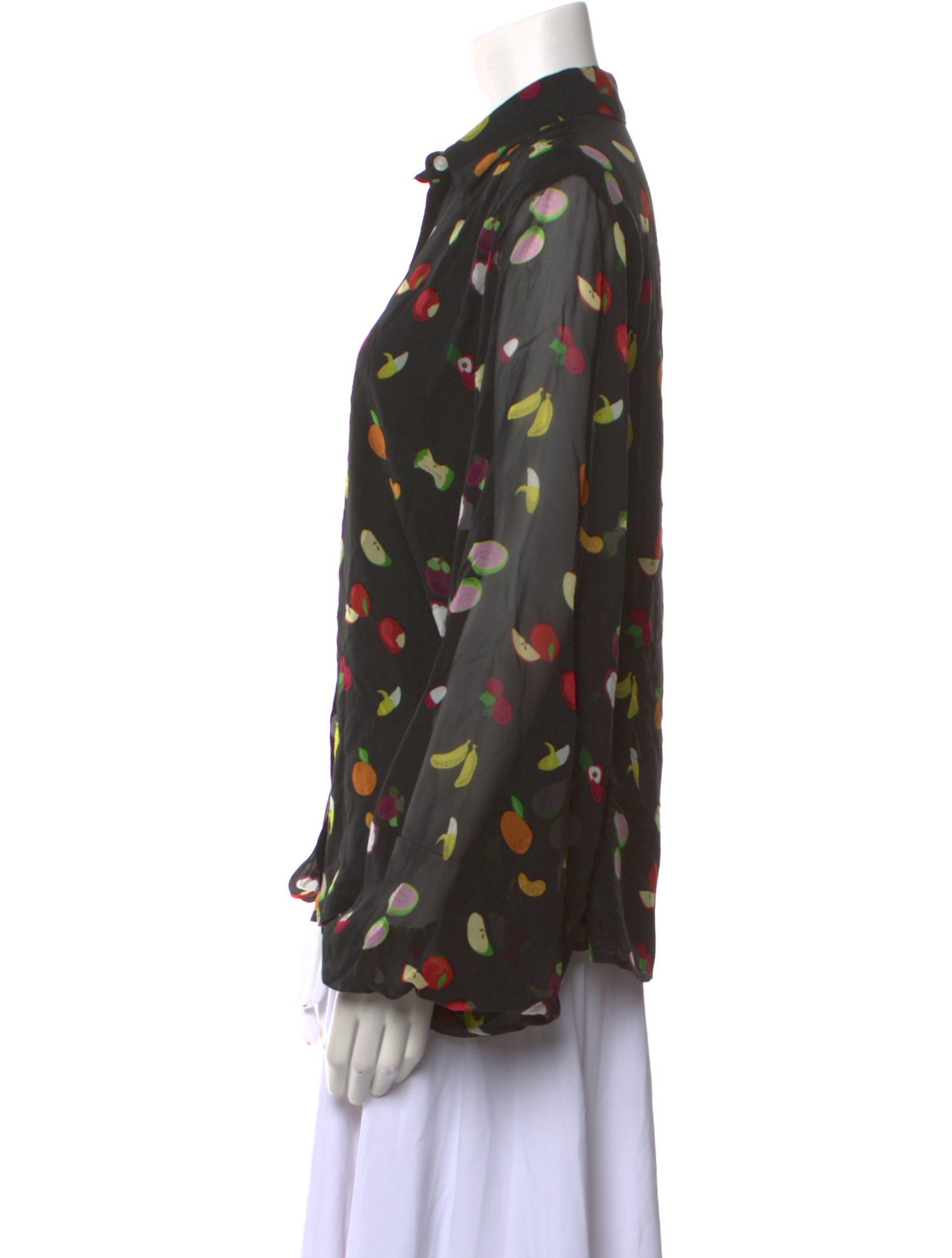 Sandy Liang Silk Printed Button-Up Top