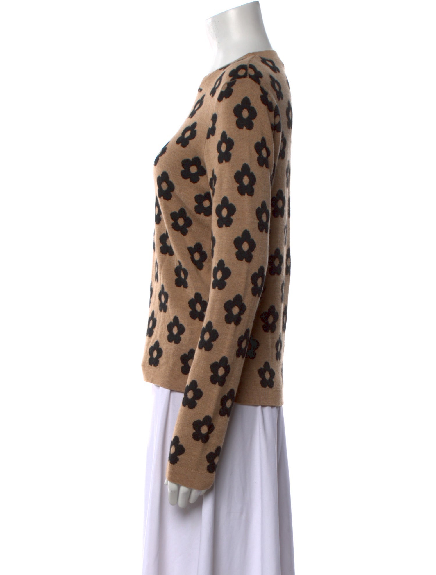 Sandy Liang Merino Wool Floral Print Sweater