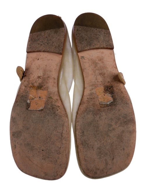 Sandy Liang Mesh Leather Trim Embellishment Mary Jane Flats