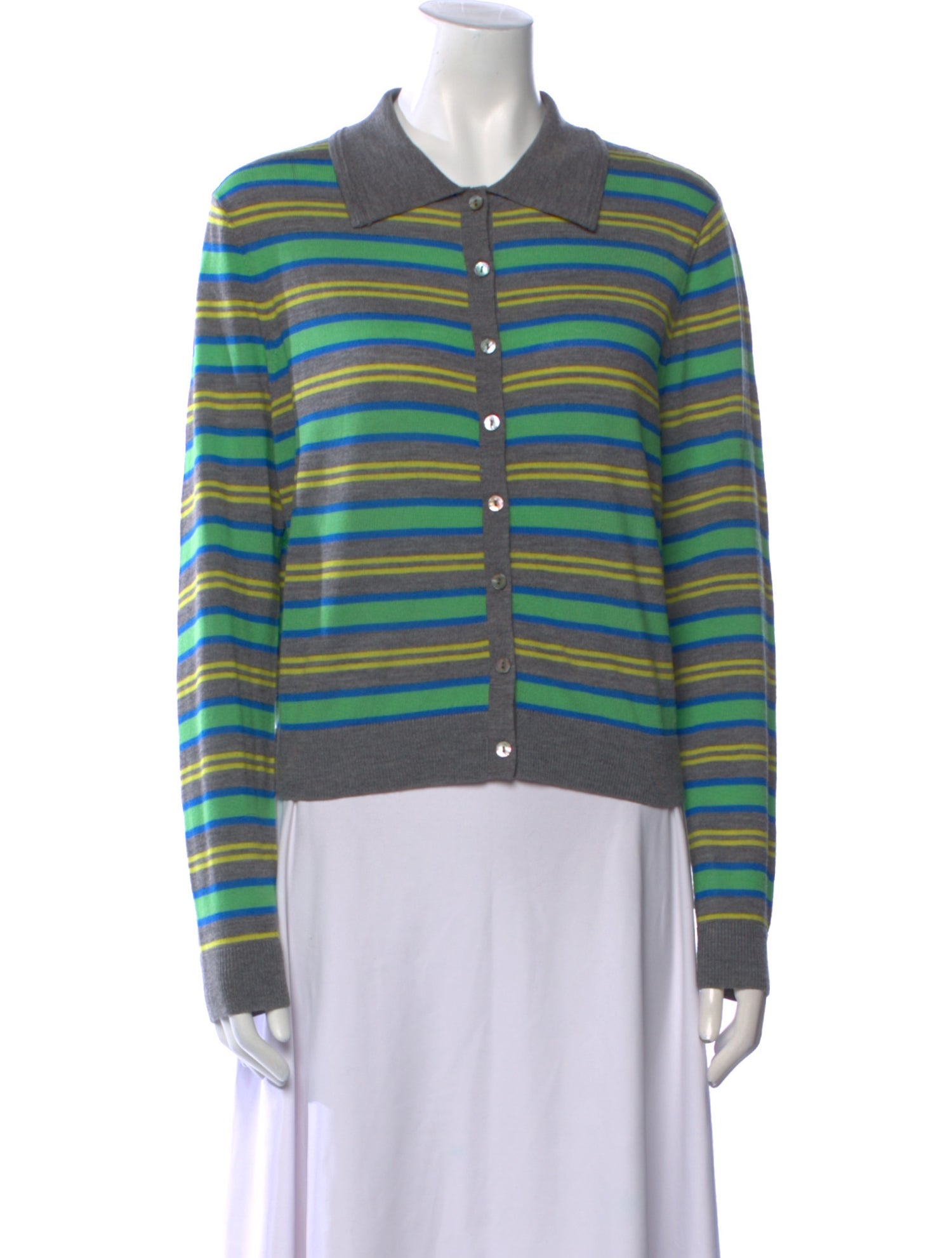 Sandy Liang Merino Wool Striped Polo