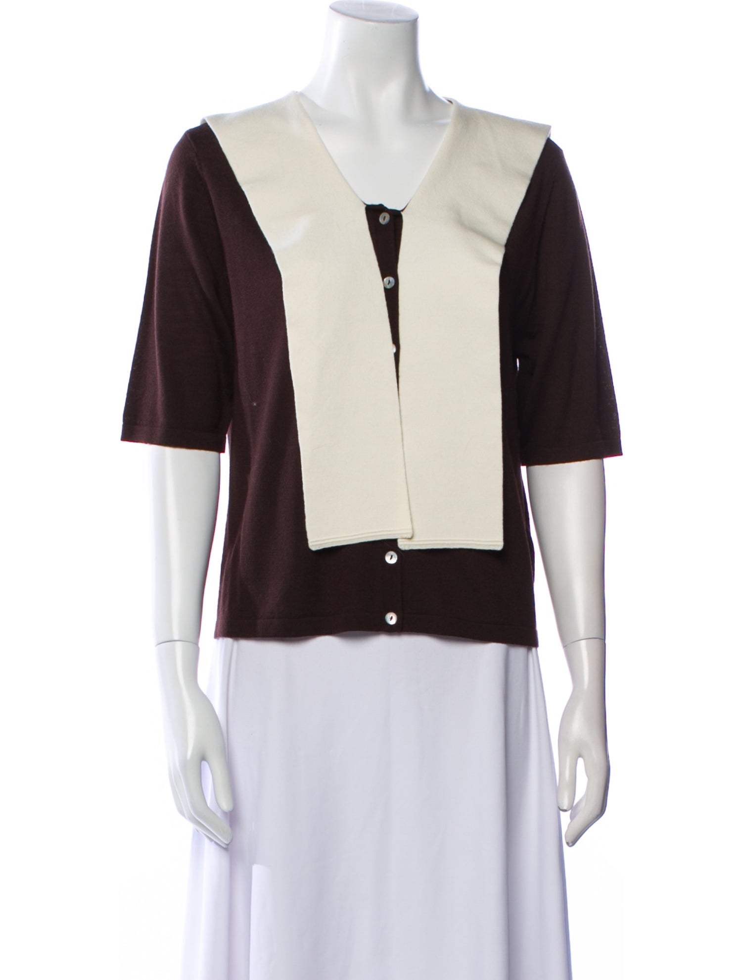 Sandy Liang Merino Wool V-Neck Crop Top