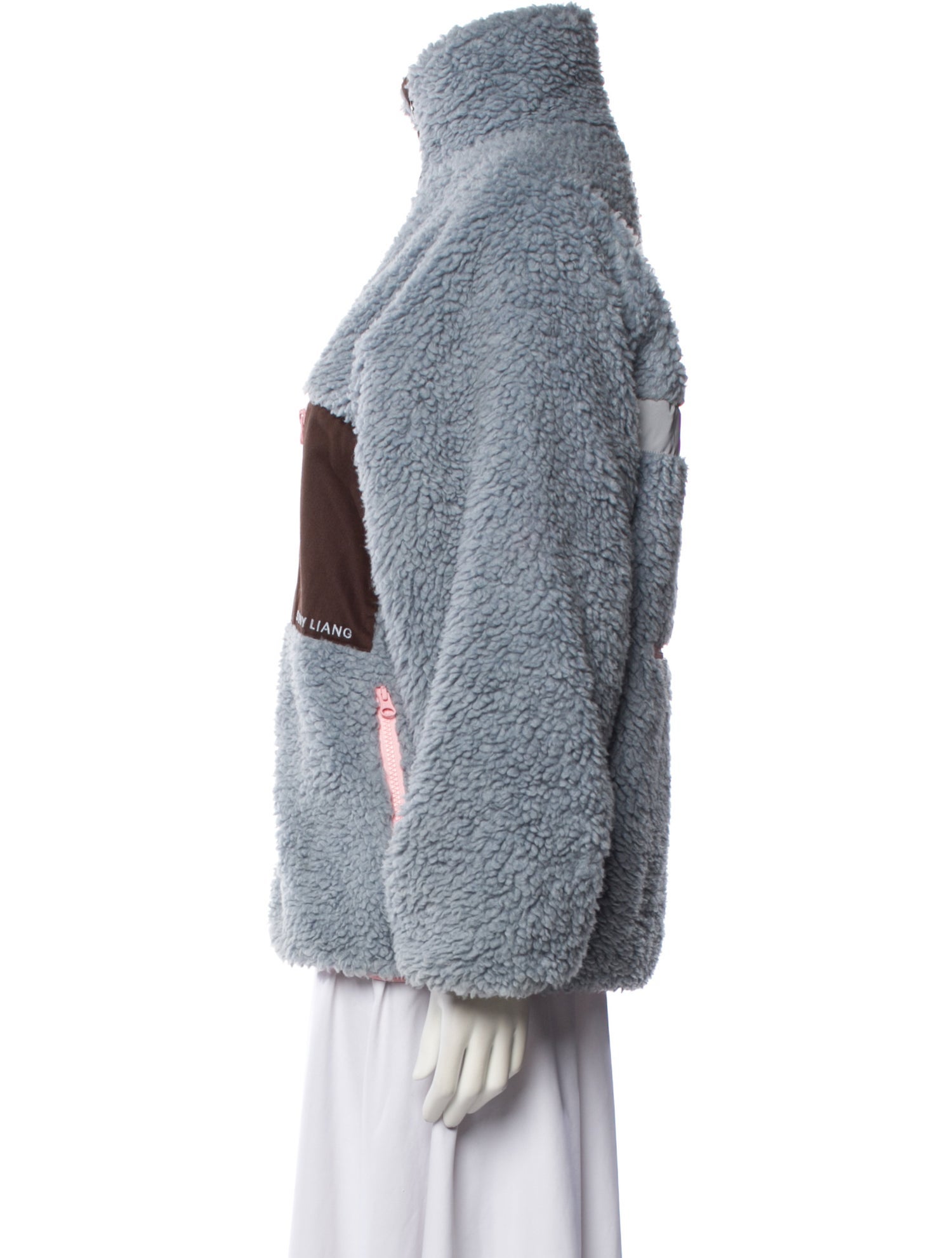 Sandy Liang Faux Fur Tweed Pattern Jacket