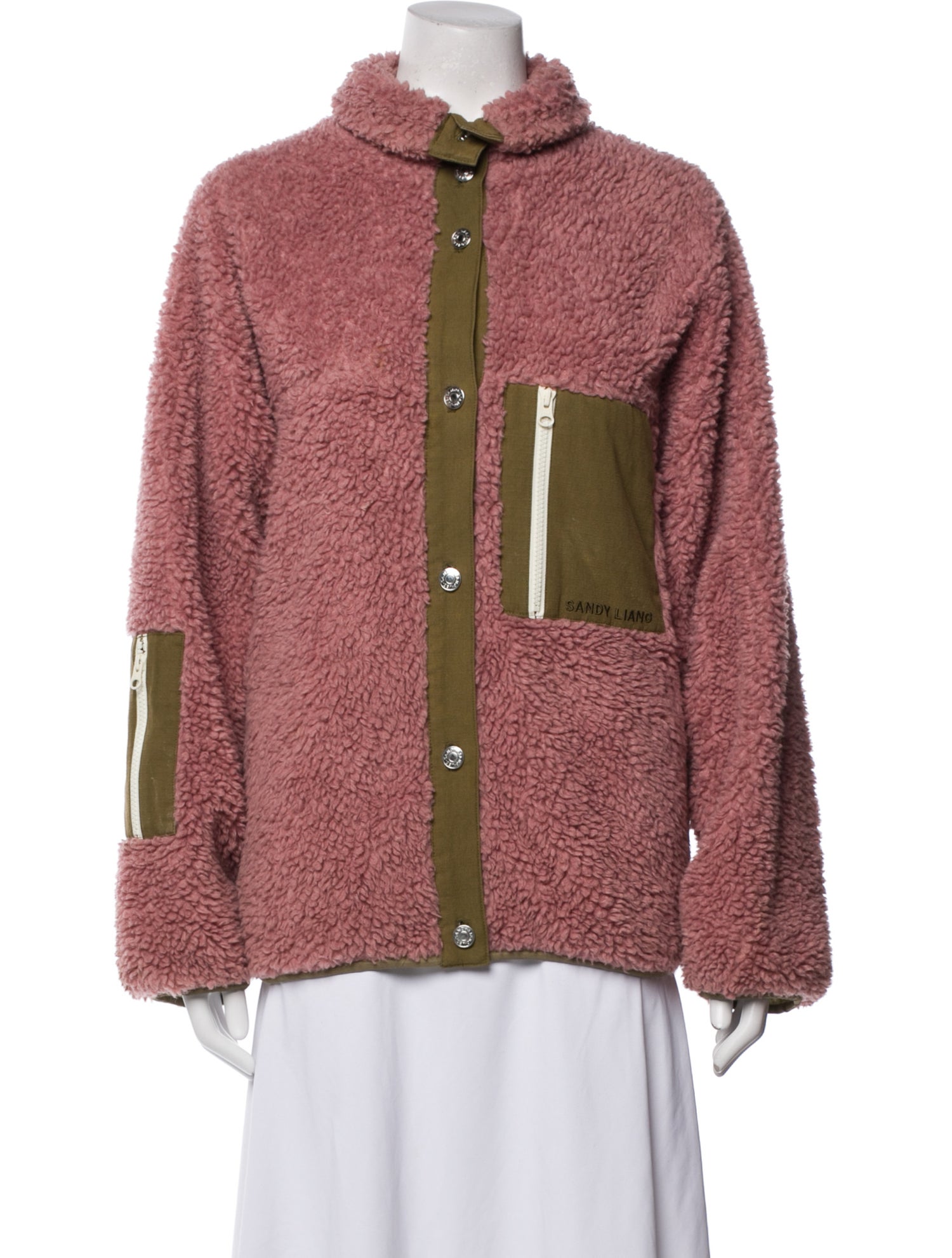 Sandy Liang Faux Fur Tweed Pattern Jacket