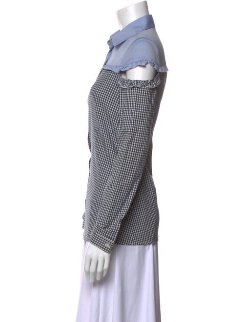 Sandy Liang Plaid Print Long Sleeve Button-Up Top
