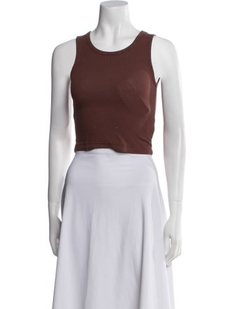 Sandy Liang Scoop Neck Sleeveless Crop Top
