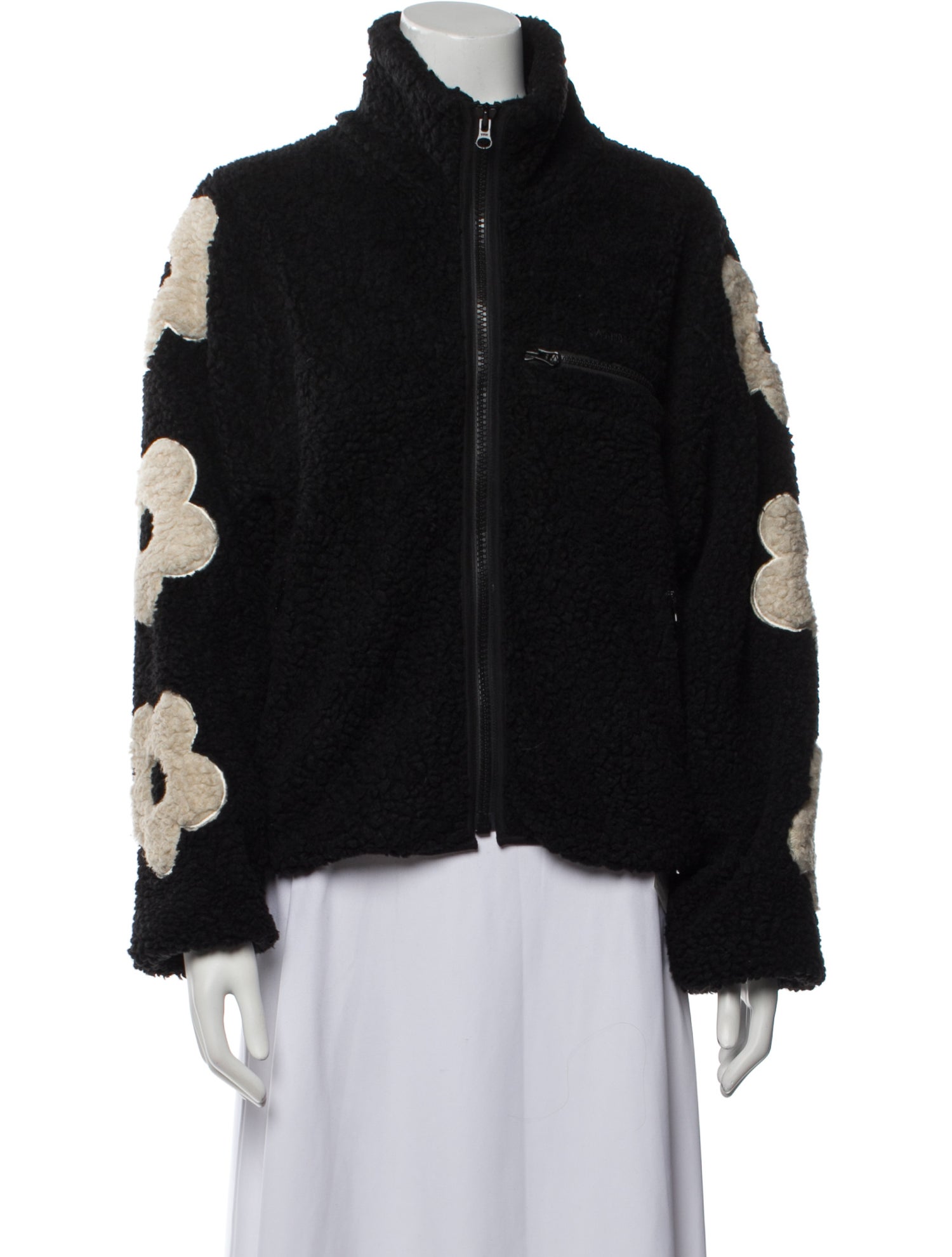 Sandy Liang Floral Print Faux Fur Jacket