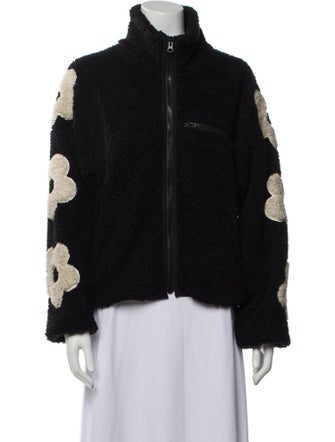 Sandy Liang Floral Print Faux Fur Jacket