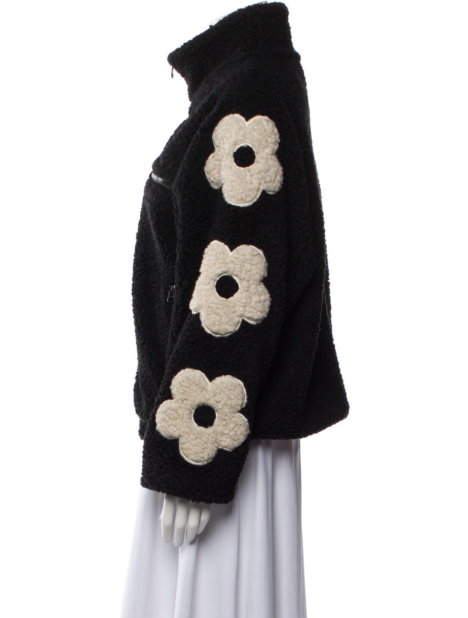 Sandy Liang Floral Print Faux Fur Jacket