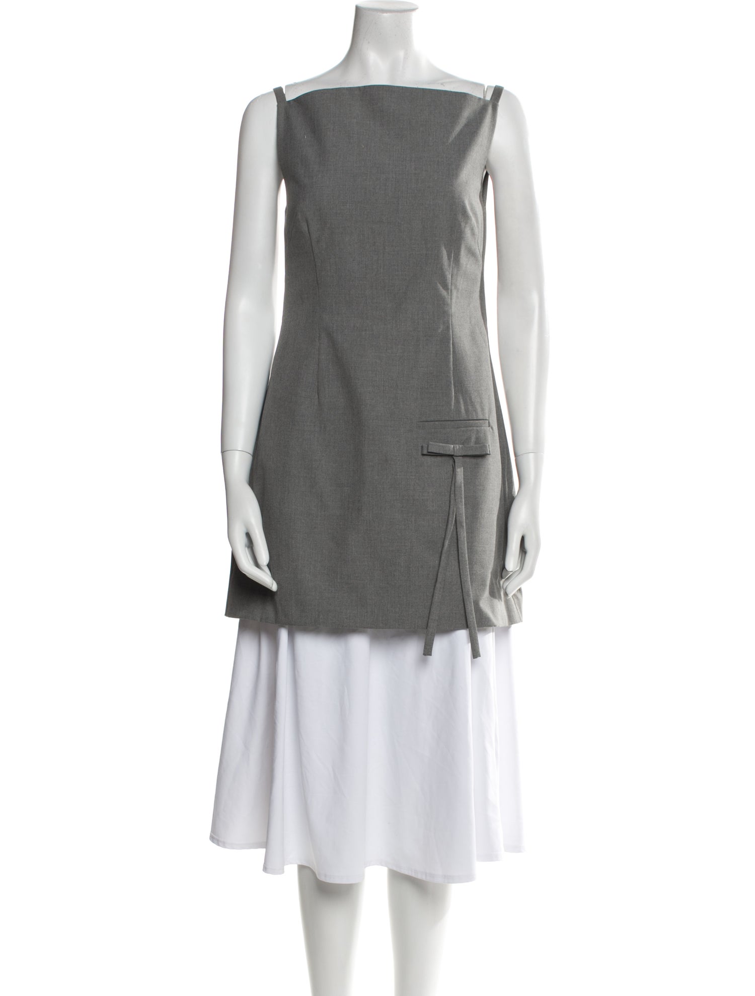 Sandy Liang Bateau Neckline Mini Dress