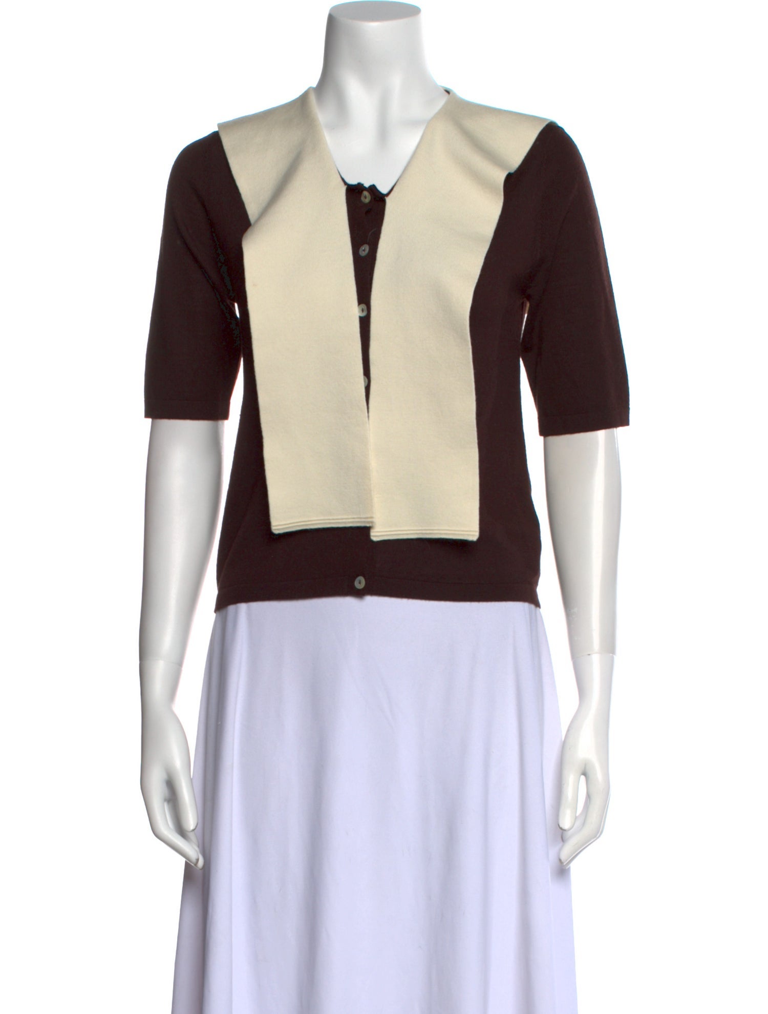 Sandy Liang Merino Wool Colorblock Pattern Sweater