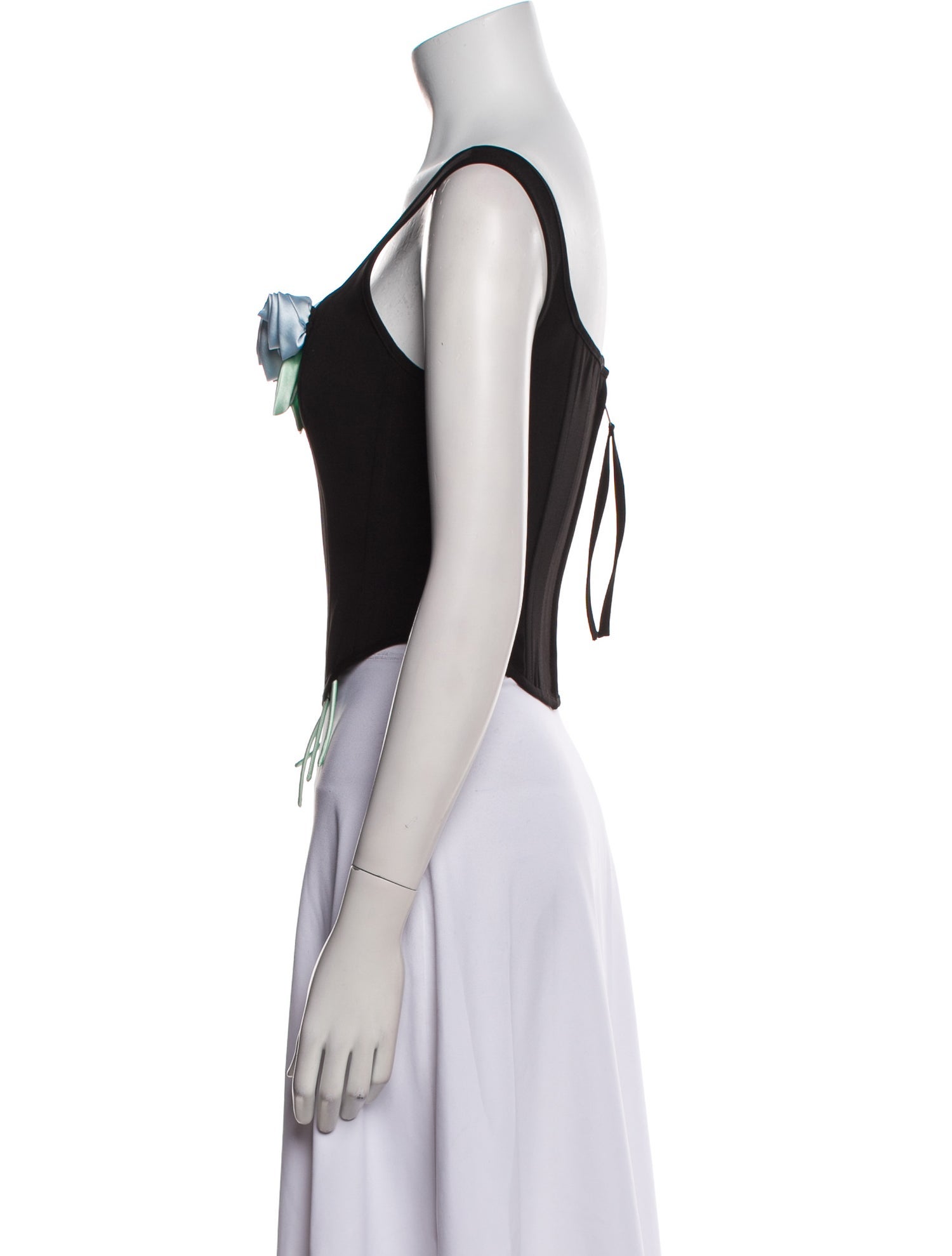 Sandy Liang Square Neckline Sleeveless Crop Top