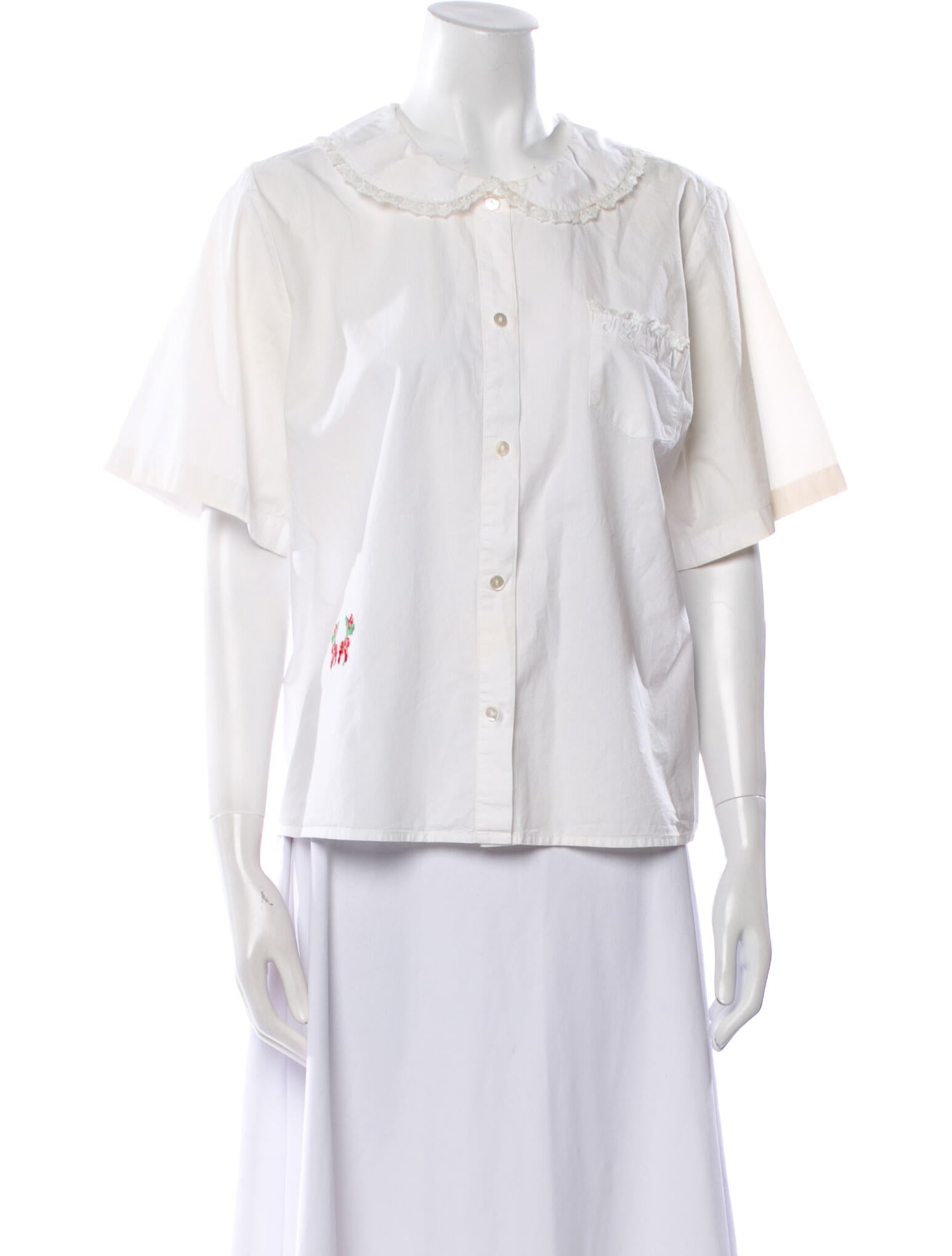 Sandy Liang Short Sleeve Button-Up Top