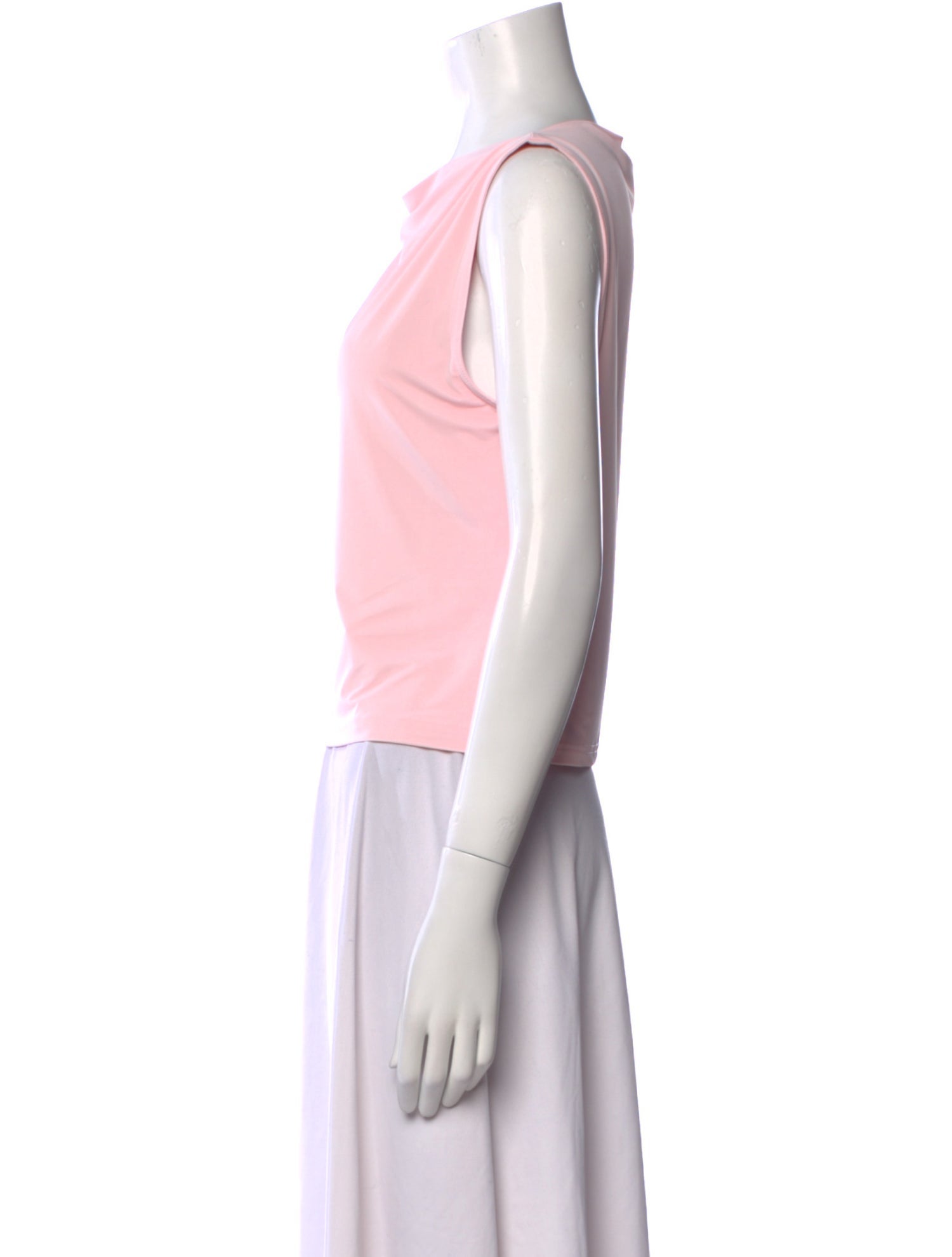Sandy Liang Cowl Neck Sleeveless Crop Top