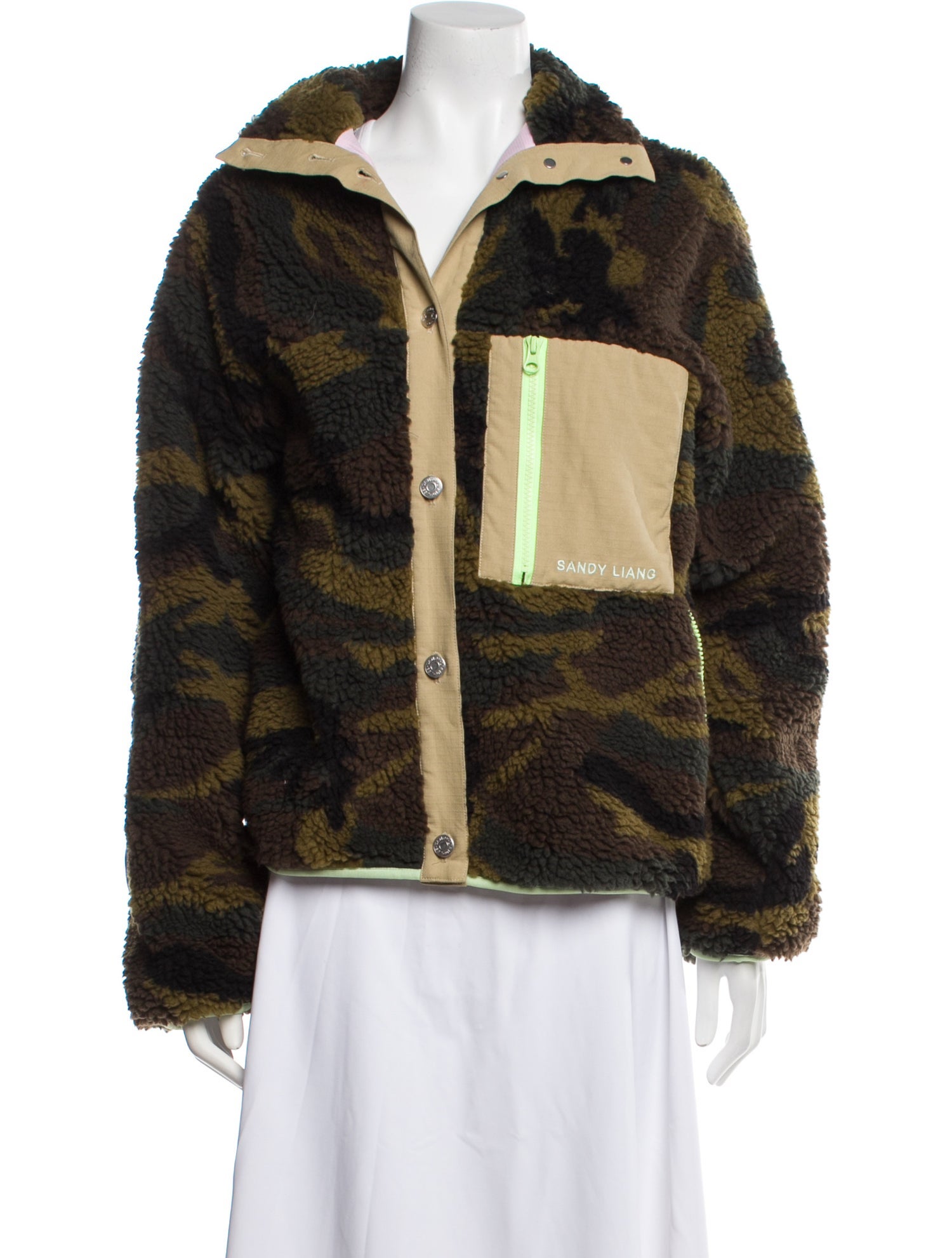 Sandy Liang Faux Fur Printed Faux Fur Jacket